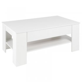 Couchtisch mit Schublade und Ablage 110x65x48 cm Weiß ML-Design