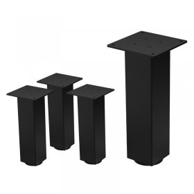 4er Set Tischbeine I-Design 30 cm Schwarz Tischgestell aus pulverbeschichteter Stahl, Profil 8x8 cm, höhenverstellbare Möbelfüße ML-Design