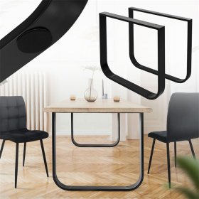 2 Stück Tischbeine B80xH72 cm Tischkufen O-Form aus Stahl pulverbeschichtet Schwarz ML-Design