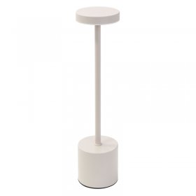 LED Tischlampe kabellos mit Touch, Creme Ø8x34,5cm Akku Tischleuchte USB-C ML-Design