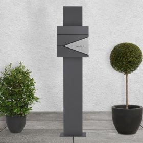 Standbriefkasten mit Zeitungsfach 37x37x11 cm Anthrazit/Silber aus Edelstahl ML-Design
