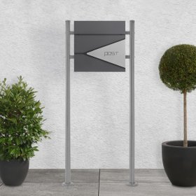 Standbriefkasten mit Zeitungsfach 37x37x11 cm Anthrazit/Silber aus Edelstahl ML-Design Standbriefkasten mit Zeitungsfach 37x37x11 cm Anthrazit/Silber aus Edelstahl ML-Design