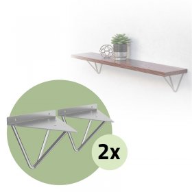 2er Set Wandkonsole Regalhalterung 2x 160 x 155 x 170 mm Grau aus Stahl ML-Design