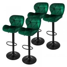 4er Set Barhocker Grün Samtbezug mit Rückenlehne und Fußstütze höhenverstellbar 59-79cm ML-Design 4er Set Barhocker Grün Samtbezug mit Rückenlehne und Fußstütze höhenverstellbar 59-79cm ML-Design