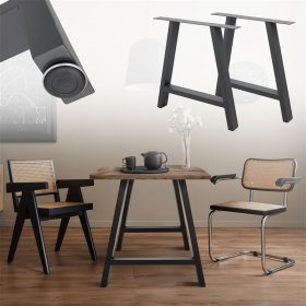 2x Tischbeine A-Form 70x72 cm Anthrazit aus pulverbeschichtetem Stahl Tischgestell für Esstisch und Schreibtisch