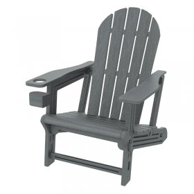 Gartenstuhl Adirondack Stuhl Sonnenstuhl wetterfest aus HDPE Kunststoff bis 180 kg Grau Gartensessel ML-Design