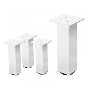 4er Set Tischbeine I-Design 30cm Weiß glänzend höhenverstellbare Tischgestell aus pulverbeschichteter Stahl, Profil 8x8cm, ML-Design