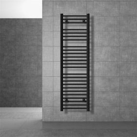 Design Badheizkörper Sahara Elektrisch mit Heizstab 900W 400x1500 mm gerade Schwarz matt Seitenanschluss LuxeBath