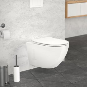 Wand-WC Hänge Toilette aus Keramik 52 cm Spülrandlos mit Softclose LuxeBath Wand-WC Hänge Toilette aus Keramik 52 cm Spülrandlos mit Softclose LuxeBath