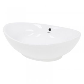 Waschbecken Oval mit Überlauf 590x390x200 mm Weiß aus Keramik LuxeBath