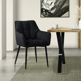 Esszimmerstuhl Schwarz aus Frotteestoff mit dickem gepolsterter Sitz ML-Design Esszimmerstuhl Schwarz aus Frotteestoff mit dickem gepolsterter Sitz ML-Design
