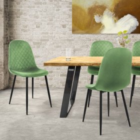 Esszimmerstuhl 4er Set mit Rückenehne Salbei Küchenstuhl mit Microfaser-Samtbezug ML-Design
