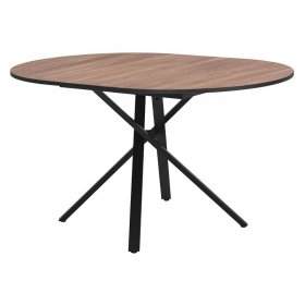 Esstisch ausziehbar rund, Braun-Holzoptik, 100-140x76x100 cm, Esszimmertisch für 4-6 Personen, Tisch mit X-förmiges Stahlgestell ML-Design Esstisch ausziehbar rund, Braun-Holzoptik, 100-140x76x100 cm, Esszimmertisch für 4-6 Personen, Tisch mit X-förmiges Stahlgestell ML-Design
