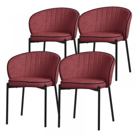 4er Set Esszimmerstühle mit Rücken- & Armlehne Rot mit Metallbeinen bis 120 kg ML-Design