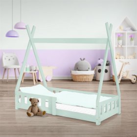 Kinderbett Tipi 70x140 cm Minze aus Kiefernholz mit Rausfallschutz und Lattenrost Holzbett ML-Design Kinderbett Tipi 70x140 cm Minze aus Kiefernholz mit Rausfallschutz und Lattenrost Holzbett ML-Design
