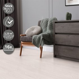 Deluxe PVC Klebevinylboden für 2,23 m² Weiß Eiche 2 mm dick ML-Design
