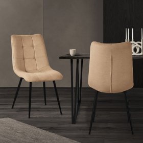 Esszimmerstühle 2er Set Hellbraun Küchenstuhl mit Polyesterbezug und Stahlbeinen ML-Design