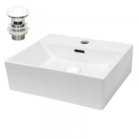 Waschbecken inkl. Ablaufgarnitur Weiß mit Überlauf 41,5x36x13 cm Weiß aus Keramik LuxeBath Waschbecken inkl. Ablaufgarnitur Weiß mit Überlauf 41,5x36x13 cm Weiß aus Keramik LuxeBath