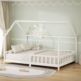 Kinderbett Hausbett 140x200 cm aus Kiefernholz Weiß mit Rausfallschutz Dach und Lattenrost Holzbett ML-Design Kinderbett Hausbett 140x200 cm aus Kiefernholz Weiß mit Rausfallschutz Dach und Lattenrost Holzbett ML-Design