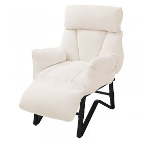 Loungesessel mit Armlehnen Beige Relaxsessel mit Leinenbezug ML-Design