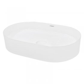 Waschbecken Oval ohne Überlauf 60,5x38x12,5 cm Weiß aus Keramik LuxeBath