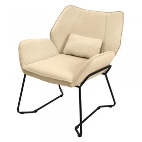 Loungesessel mit Armlehnen Rosa Relaxsessel mit Leinenbezug ML-Design