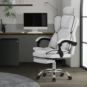 Chefsessel Bürostuhl höhenverstellbar Hellgrau mit höhenverstellbarer Rückenlehne und Fuß-& Kopfstütze bis 120 kg ML-Design Chefsessel Bürostuhl höhenverstellbar Hellgrau mit höhenverstellbarer Rückenlehne und Fuß-& Kopfstütze bis 120 kg ML-Design