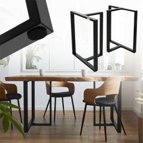 2er Set Tischgestell B60xH72 cm in T-Form Metall Schwarz ML-Design