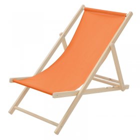 Gartenstuhl Strandliege Liegestuhl Sonnenliege Orange aus Holz klappbar