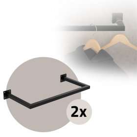 2er Set Kleiderstange Garderobe Wandmontage 30 x 60 cm Schwarz aus Stahl ML-Design 2er Set Kleiderstange Garderobe Wandmontage 30 x 60 cm Schwarz aus Stahl ML-Design