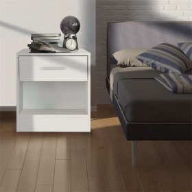 Nachttisch mit Schublade und offenem Fach 36.5x38.5x30 cm Weiß aus Holz ML-Design