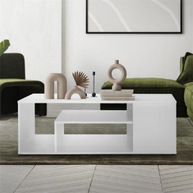 Couchtisch mit 4 Abstellflächen 110x50x41 cm Weiß aus Holz ML-Design