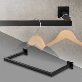 Kleiderstange Garderobe Wandmontage 30 x 60 cm Schwarz aus Stahl ML-Design