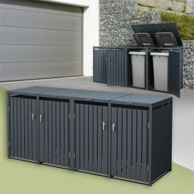 Mülltonnenbox 4er bis 240L 264x80x116,3 cm aus Stahl in Anthrazit ML-Design