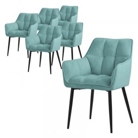 6er Set Esszimmerstuhl Petrol aus Frotteestoff mit dickem gepolsterter Sitz ML-Design