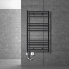 Elektrischer Badheizkörper mit Heizstab 900W 750x1200 mm Anthrazit gerade mit Seitenanschluss LuxeBath Elektrischer Badheizkörper mit Heizstab 900W 750x1200 mm Anthrazit gerade mit Seitenanschluss LuxeBath