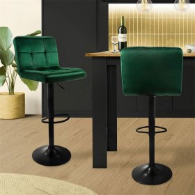 Barhocker 2er Set Grün Samtbezug mit Rückenlehne und Fußstütze höhenverstellbar 63-83cm ML-Design Barhocker 2er Set Grün Samtbezug mit Rückenlehne und Fußstütze höhenverstellbar 63-83cm ML-Design