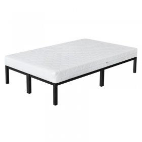 Bettgestell Einzelbett Metallbett 120x200 cm Schwarz inkl. Matratze H-16cm mit Lattenrost ML-Design