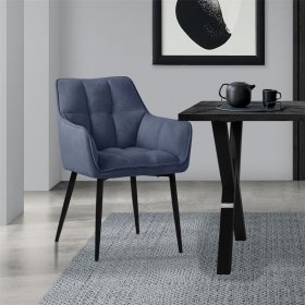 Esszimmerstuhl Blau aus Frotteestoff mit dickem gepolsterter Sitz ML-Design