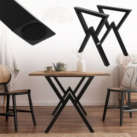 2 Stück Tischbeine B60xH72 cm Tischkufen X-Form Stahl pulverbeschichtet Schwarz ML-Design
