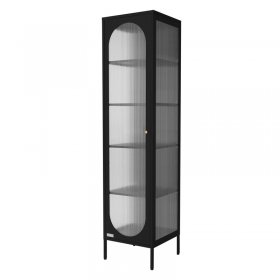 Vitrinenschrank 42x175x40 cm Vitrine mit 4 Einlegeböden Schwarz aus Stahl ML-Design