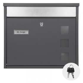 Briefkasten 36x31,5x11,5 cm Anthrazit aus Edelstahl ML-Design