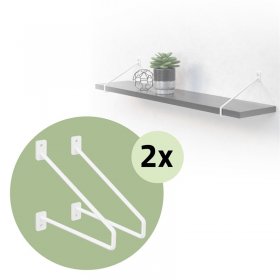 2er Set Wandkonsole Regalhalterung 2x 220 x 180 mm Weiß aus Stahl ML-Design