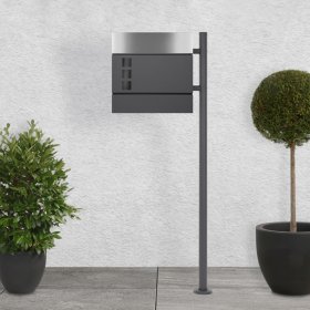 Standbriefkasten mit Zeitungsfach 37 cm Anthrazit inkl. Ständer 120 cm hoch Anthrazit Briefkasten freistehend Standbriefkasten mit Zeitungsfach 37 cm Anthrazit inkl. Ständer 120 cm hoch Anthrazit Briefkasten freistehend