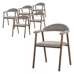 Esszimmerstühle 6er Set mit Armlehne, Rückenlehne & Webstruktur, Braun, Wohnzimmerstühle Küchenstühle Polsterstühle ML-Design Esszimmerstühle 6er Set mit Armlehne, Rückenlehne & Webstruktur, Braun, Wohnzimmerstühle Küchenstühle Polsterstühle ML-Design