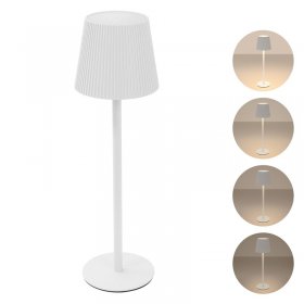 LED Tischlampe kabellos mit Touch, Weiß, Ø10x36 cm, Akku Tischleuchte USB-C ML-Design