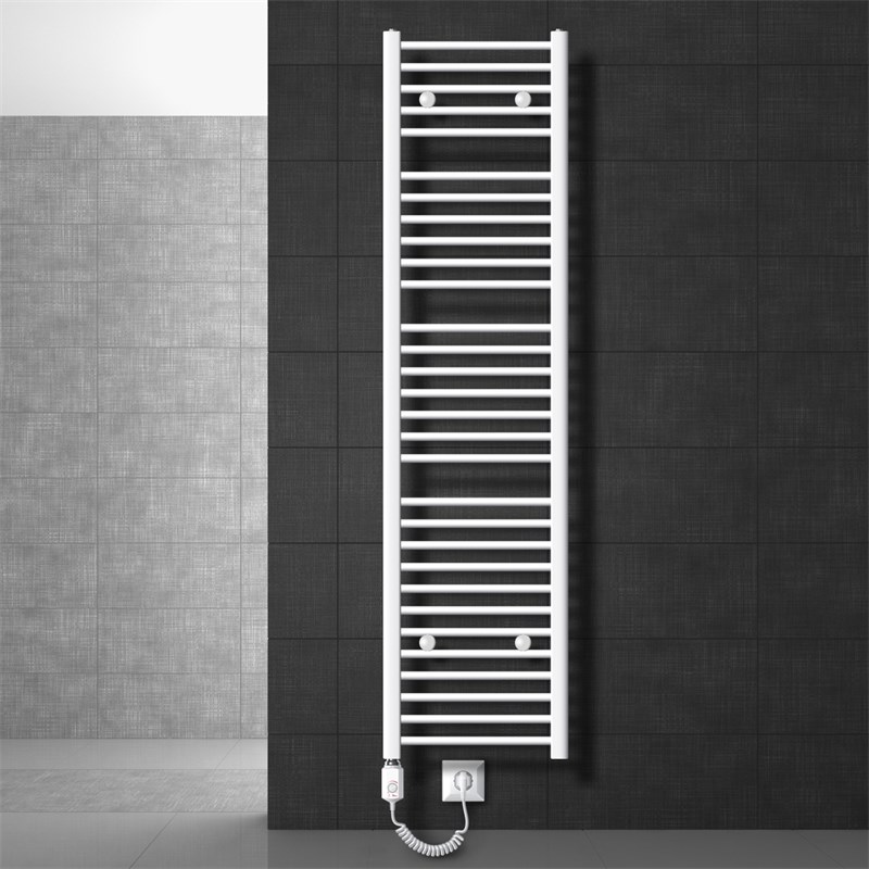 Badheizkörper Sahara mit Heizstab 1200W 400x1800 mm Weiß gerade mit Seitenanschluss Badheizkörper Sahara mit Heizstab 1200W 400x1800 mm Weiß gerade mit Seitenanschluss