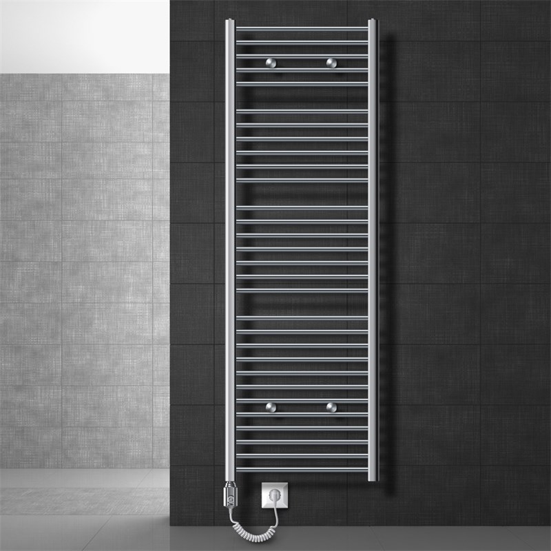 Badheizkörper Sahara mit Heizstab 1200W 600x1800 mm Chrome gerade mit Seitenanschluss