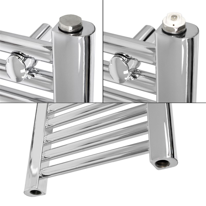 Badheizkörper Sahara mit Heizstab 1200W 600x1800 mm Chrome gerade mit Seitenanschluss