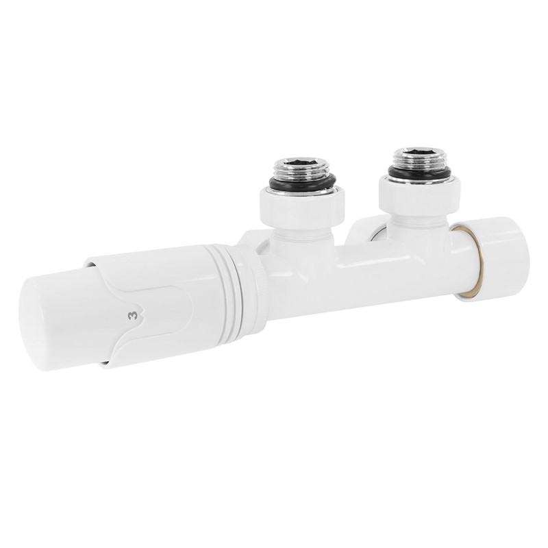 Ventil-Armaturen Set Multiblock Weiß Eckform inkl. Thermostatkopf LuxeBath Ventil-Armaturen Set Multiblock Weiß Eckform inkl. Thermostatkopf LuxeBath